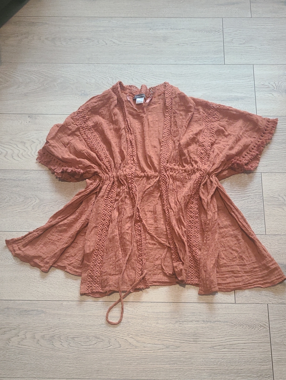BCBG MAXAZRIA Women’s Rust Crochet-Trim Swim Cover-Up 100 %cotton